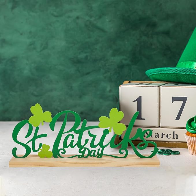 COCHIE Metal St. Patrick's Day Sign, St Patricks Day Decorations for Home, Office, Shelf, Mantel, Indoor, Shamrock Decoration, Saint Patrick Day Decor (Shamrock)-Ruum Studio Home