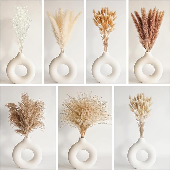 Dried Pampas Grass Decor, 128PCS Pampas Grass with Bunny Tails Dried Flowers, Reed Grass Bouquet for Wedding, Boho Flowers, Home Table Decor, Rustic Farmhouse Party-Ruum Studio Home