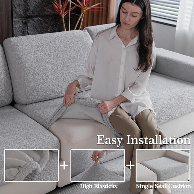Couch Cushion Covers for Sectional Sofa, Stretch Soft Sofa Slipcovers Washable Wear-Resistant Universal Furniture Protector for Living Room(1 Piece Armrest Cover, Light Gray)-Ruum Studio Home