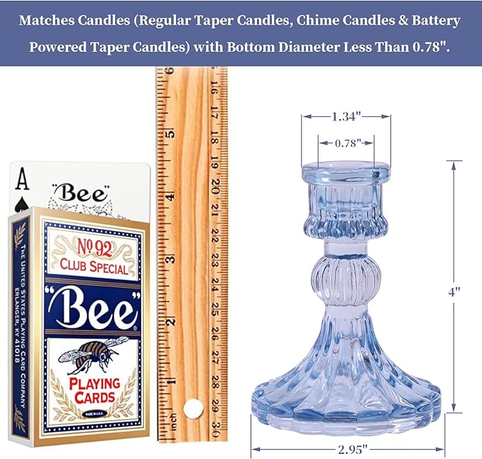 12PCS Blue Candlestick Holders Set- 4" H Taper Candle Holders, Glass Candle Holders Bulk for Wedding, Party, Home Table Centerpieces, Festival Gifts & Windowsill Decor-Ruum Studio Home