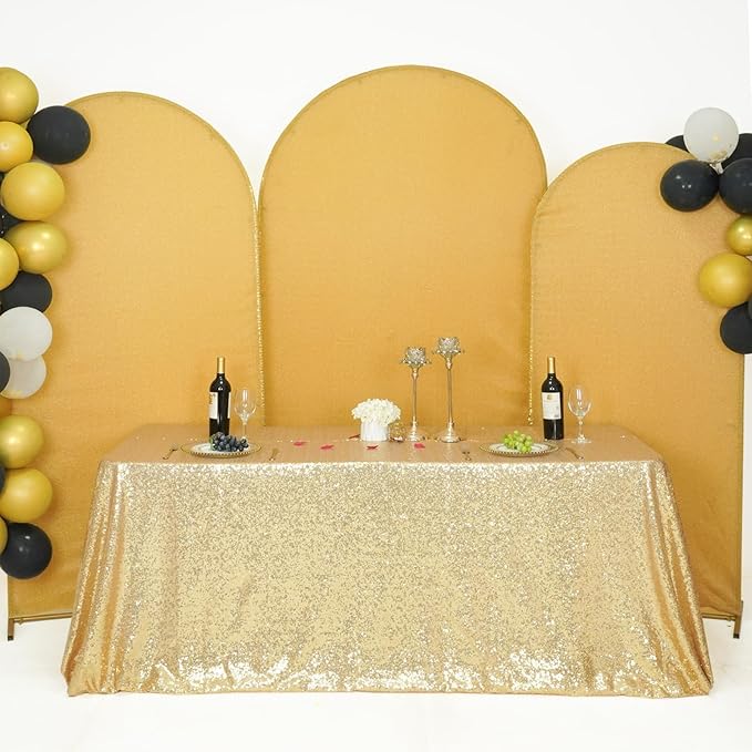 SquarePie Sequin Tablecloth 50 x 72 Inch Light Gold Glitter Table Cloth for Wedding Party Decoration-Ruum Studio Home