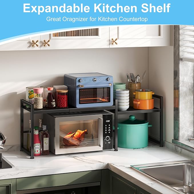 44.3 Inches Expandable Metal Storage Shelves,150LBS Heavy Duty Shelving Units and Storage For Appliance,Adjustable Utility Organization and Storage Shelf Rack For Kitchen Cabinet Closet Garage Pantry-Ruum Studio Home