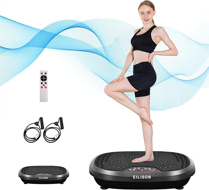 EILISON FitMax 3D XL Vibration Plate Exercise Machine - Whole Body Workout Vibration Platform w/Loop Bands - Lymphatic Drainage Machine for Weight Loss, Shaping, Wellness, Recovery-Ruum Studio Home
