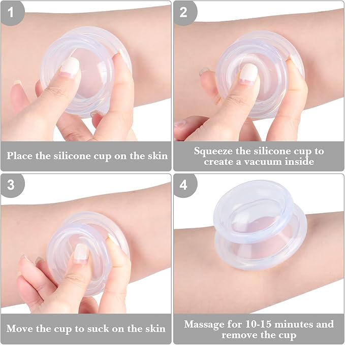 16 Pcs Silicone Cupping Therapy Set Anti Cellulite Cup Vacuum Suction Massage Cup Silicone Cupping Therapy Set for Cellulite Reduction Myofascial Release Massage Therapist Home Use (Clear)-Ruum Studio Home