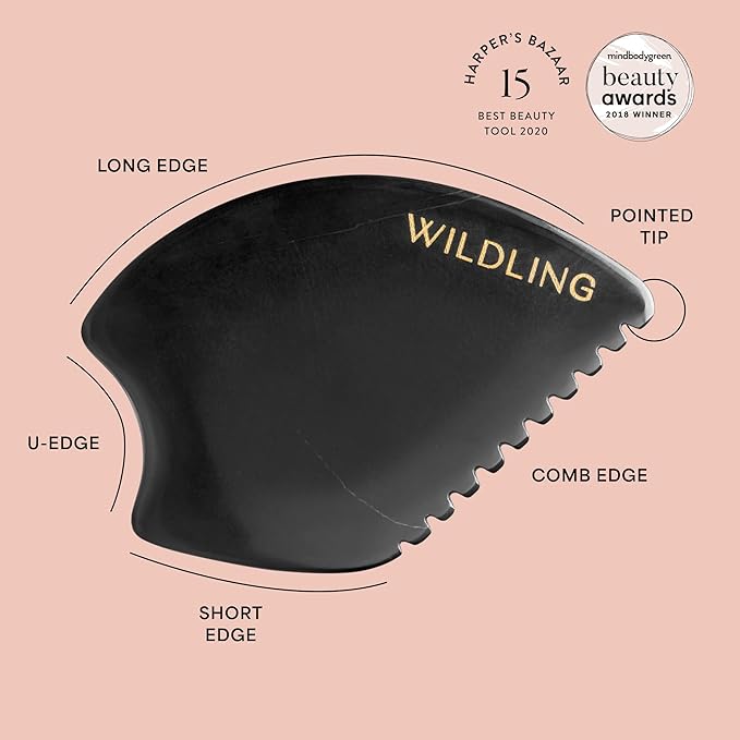 WILDLING Empress Stone Gua Sha Facial Stone I Facial Massage Stone to Lift, Plump, Tone + Sculpt I Patented Design Crafted with 100% Authentic Bian Stone-Ruum Studio Home