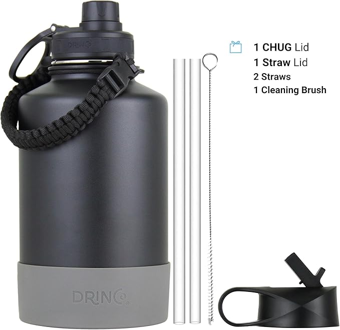 DRINCO Stainless Steel Water Bottle Spout Lid Vacuum Insulated Double Wall Water Bottles Wide Mouth (64oz 40oz 32oz 22oz 18oz 14oz) Leak Proof Keep Cold Sport Camping Hiking-Ruum Studio Home