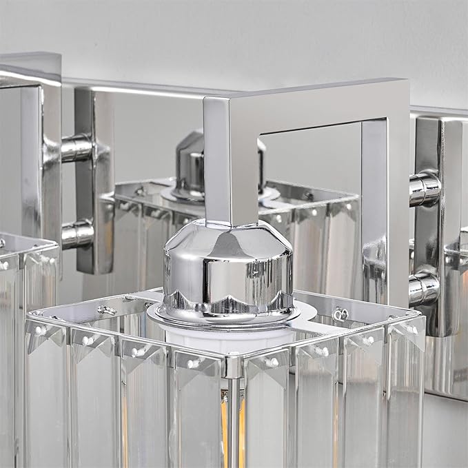 Modern Bathroom Vanity Light 5-Lights Chrome Crystal Wall Lamp Bathroom Modern Crystal Vanity Lighting