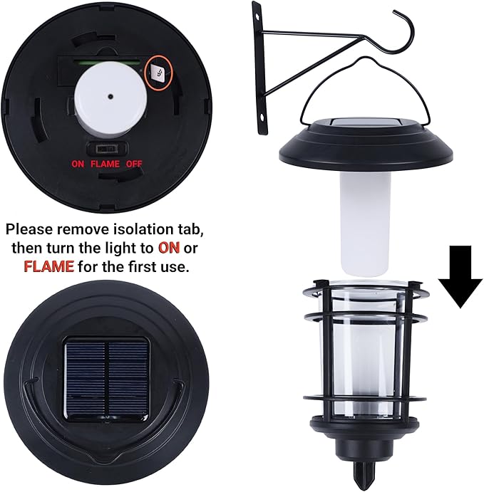 Dynaming 4 Pack Solar Flame Wall Lanterns Outdoor, Solar Powered Wall Mounted Sconce Lights, Flickering Flame LED Light Auto On/Off Hanging Lights, Waterproof for Garage Stair Patio Porch Yard-Ruum Studio Home