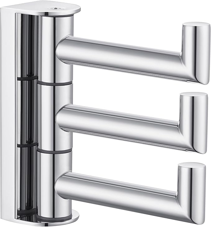 Angle Simple Towel Hook for Bathroom, SUS 304 Stainless Steel Foldable Robe Towel Holder, Wall Coat Hook, Polished Chrome-Ruum Studio Home
