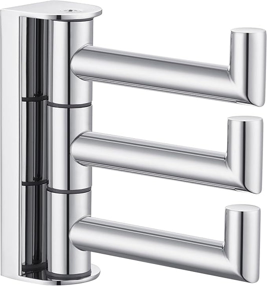 Angle Simple Towel Hook for Bathroom, SUS 304 Stainless Steel Foldable Robe Towel Holder, Wall Coat Hook, Polished Chrome-Ruum Studio Home