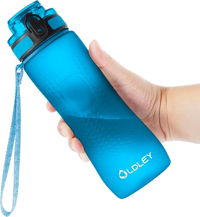 OLDLEY 25 oz Water Bottle, Motivational Water Bottle with Time Marker, Sports Water Bottle With Strap, Leakproof & BPA Free Large Water Bottles for School, Gym, Travel, Outdoor, Tritan,Blue-Ruum Studio Home