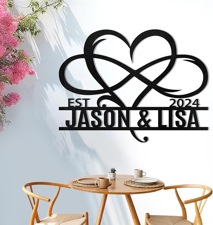 Metal Signs Customized, Infinity Heart Wall Decor, Custom Couple's Name Sign, Personalized Wedding Sign for Couples 2025, Unique Infinity Heart Metal Art, Valentines Day Gift, Home Decor Gift-Ruum Studio Home
