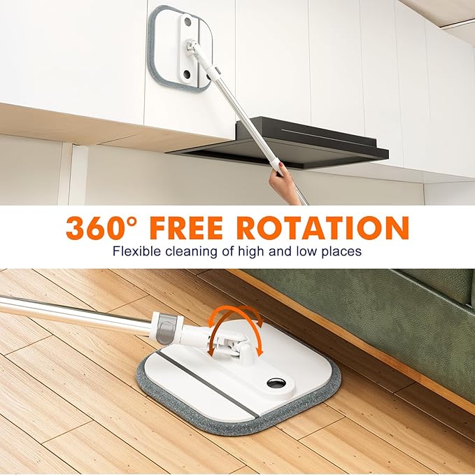Upgraded Self-Standing Spin Mop and Bucket System, Detachable Inner Mop Bucket That Separates Dirty Water & 90° Foldable Head, Triple-Scrubbing System, for Hardwood Floors - White with 6 Pads-Ruum Studio Home