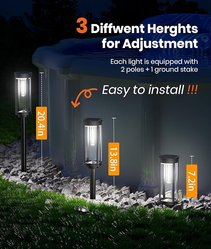 Solar Pathway Lights Outdoor Powered Waterproof 8 Pack Upgraded Solar Walkway Landscape Lighting Outside Driveway Light,Auto Dusk to Dawn On/Off for Yard Lawn Patio Decor (Cool White)-Ruum Studio Home