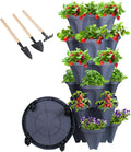 Vertical Planter 6 Tier Stackable Planters Garden Planters Strawberry Herb Flower and Vegetable Planter Indoor Outdoor Gardening Pots with Removable Wheels and Tools-Ruum Studio Home