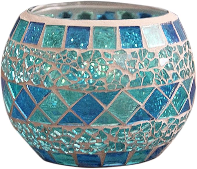 Votive Candle Holder Tea Lights - Glass Candle Holders, Mosaic Tealight Candle Holder, Candle Jar Cup for Wedding Centerpiece Party Table Decorations, Valentines Day Decor-Ruum Studio Home