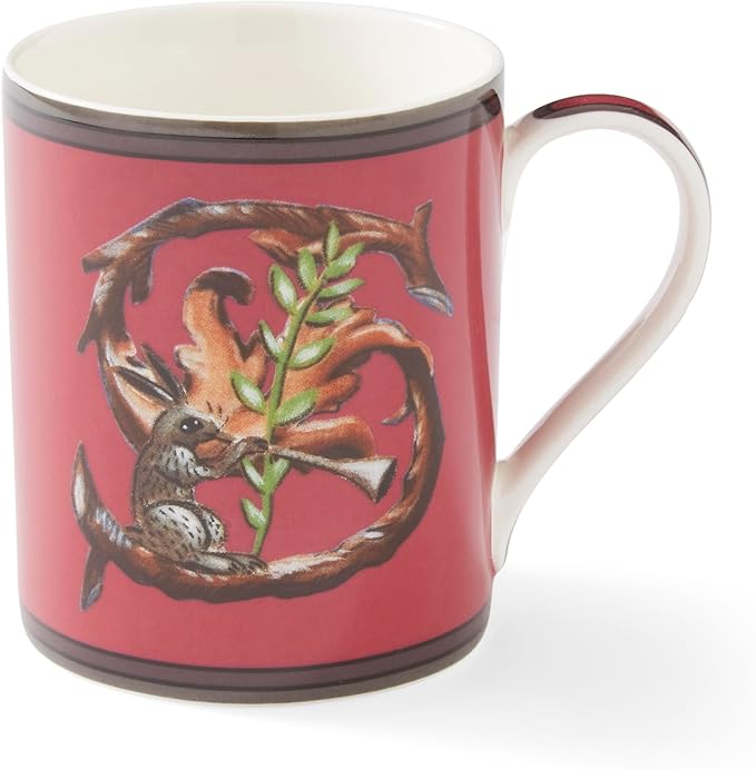 Spode Kit Kemp 12oz Mug, S Initial - Fine China Coffee Cup with Floral Alphabet Design, Custom Letter Mug for Unique Gift Giving - Personalized Kitchen Drinkware, Dishwasher Safe & Stylish-Ruum Studio Home