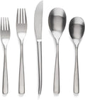 over&back 20pc Curved Flatware Cutlery Set - Comes with 4 Dinner Forks, 4 Salad Forks, 4 Dinner Knives, 4 Dinner Spoons, and 4 Teaspoons - 18/8 Stainless Steel - Dishwasher-Safe - Brushed Stainless-Ruum Studio Home