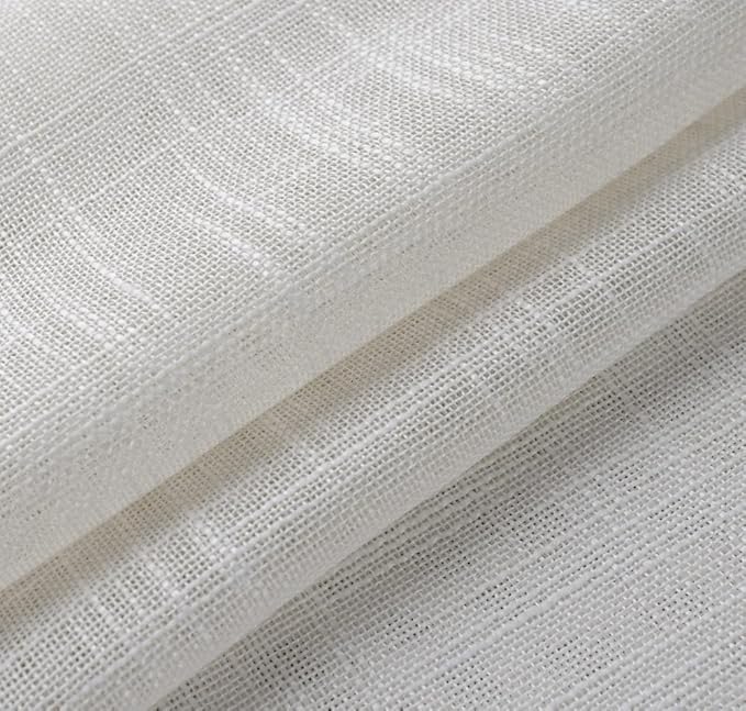 MIUCO Semi Sheer Curtains Poly Linen Textured Solid Grommet Curtains 95 Inches Long for French Doors 2 Panels (2 x 37 Wide x 95" Long) Beige-Ruum Studio Home