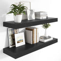 Heimlove 12 Inch Deep Floating Shelves, 48 x 12 inches Long Wall Shelf, Large Display Shelf & Storage Shelf, Rustic Wood Wall Shelves for Fireplace Mantel, Set of 2(Black)-Ruum Studio Home