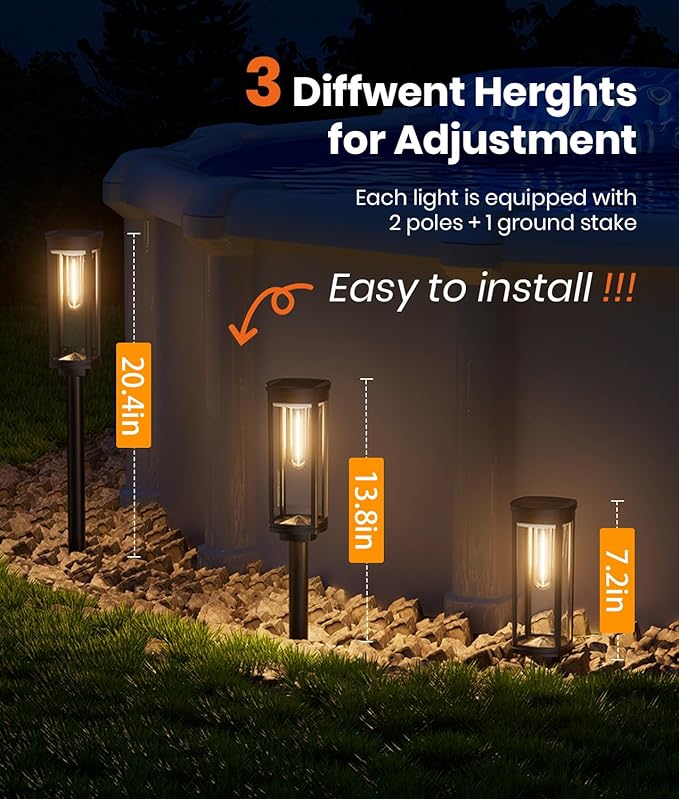 Solar Pathway Lights Outdoor Solar Lights Outdoor, IP65 Waterproof Auto On/Off Solar Garden Lights Solar Powered Landscape Lighting for Yard Walkway Driveway Pathway (Warm White, 6pack)-Ruum Studio Home