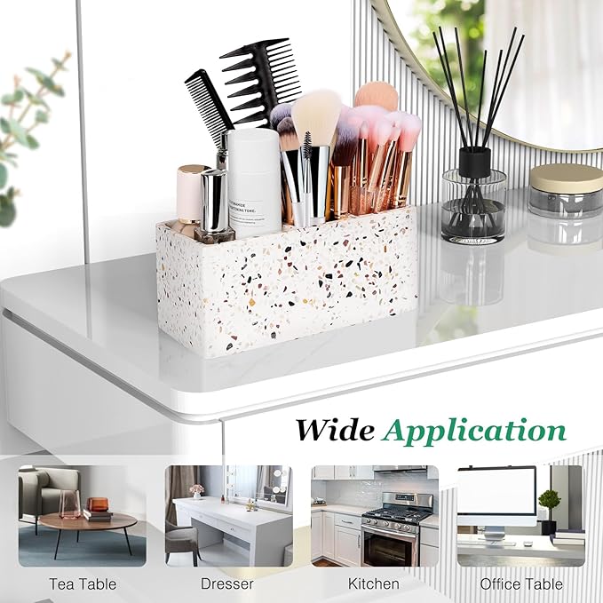 Luxspire Toothbrush Holder for Bathroom, 5 Slots Bathroom Counter Organizer Toothbrush and Toothpaste Holder, Bathroom Accessories for Restroom Bathroom, Terrazzo-Ruum Studio Home