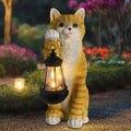 Solar Powered Outdoor Cat Garden Statue, Crafted Garden Sculptures & Statues for Patio, Yard, Lawn, Gardening Gifts for Women and Mom(11" Cat)-Ruum Studio Home