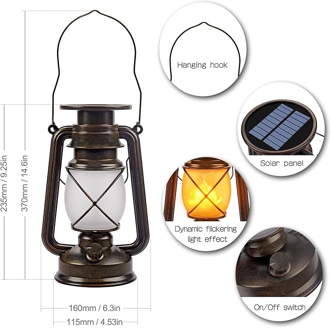Solar Lantern Outdoor Hanging Solar Lights Dancing Flame Led Waterproof Camping Lamps, Landscape Decor for Table Patio Garden Yard Pathway Porch 2 Pack-Ruum Studio Home