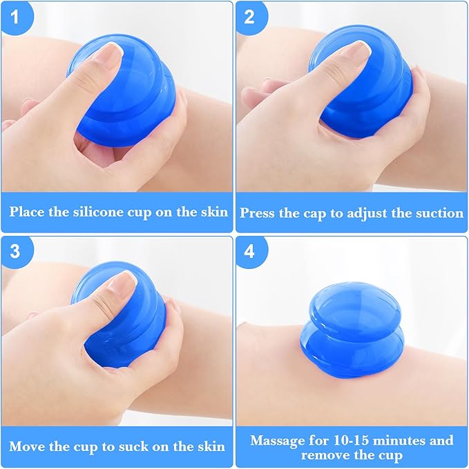 Geiserailie 16 Pcs 4 Sizes Cupping Therapy Set Silicone Cupping Massage Cups Professional Chinese Therapy Cup Vacuum for Body Muscle Nerve(Dark Blue)-Ruum Studio Home