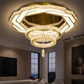 Flashing God Crystal Chandeliers Dia 32" Gold Chandelier Flush Mount Ceiling Light for Bedroom Living Room Dining Room Hallway Dimmable 3 Rings LED Celing Lighting Fixtures-Ruum Studio Home