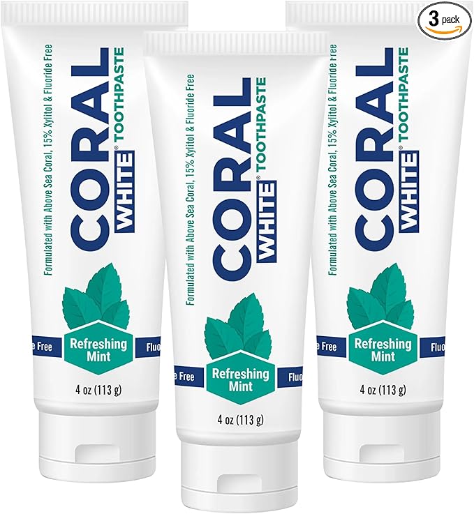 Coral White - Coral White Mint Toothpaste Natural Fluoride SLS Free Coral Calcium Remineralizing Toothpaste 4 Ounce (3 Pack)-Ruum Studio Home