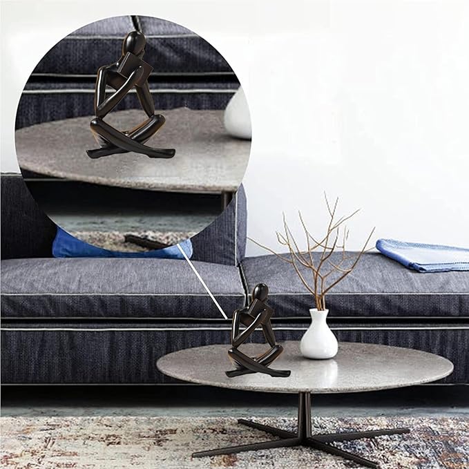 Bookshelf Decor Thinker Statue - Abstract Style Thinker Sculptures Modern Aesthetic Figurine Decoration Statues for Home Decor-Right Thinking-Black-Ruum Studio Home