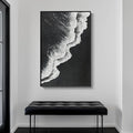 Framed Black and White Abstract Beach Canvas Wall Art, Modern Minimalist Art Prints Paintings Artwork for Walls, Ocean Wave Pictures for Living Room Dining Room Bedroom Bathroom Wall Decor 24x36 In-Ruum Studio Home