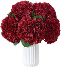 8Pcs Burgundy Fake Flowers Silk Hydrangea Artificial Flowers Bouquets Faux Hydrangea Stems for Home Table Centerpieces Wedding Party Decoration-Ruum Studio Home