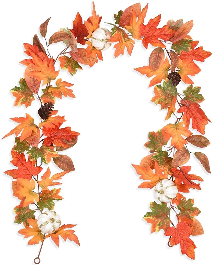 Lvydec Fall Maple Garland - 5.9ft/Piece Artificial Fall Foliage Garland Colorful Autumn Decor for Home Wedding Party-Ruum Studio Home