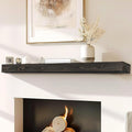 72x8x3 Fireplace Mantel - Handcrafted Hollow Rustic Solid Wood Wall Mounted Floating Shelf with Invisible Heavy Duty Wood Bracket (Weathered Black)-Ruum Studio Home