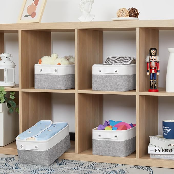 Bidtakay Small Storage Baskets for Organizing [4-Pack] Fabric Storage Bins for Baby Organizer Shelf Baskets for Nursery Storage Collapsible Closet Storage Bins for Home Organization - 11.8x7.8x5 In-Ruum Studio Home