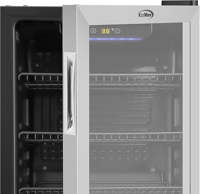 KoolMore 18 in. 3.2 Cu. Ft. Beverage Refrigerator Merchandiser with Stainless Steel Trim and Touch Panel For Soda, Beer or Wine Perfect for Use in a Commercial or Home Setting, ETL Listed (KM-BR32SS)-Ruum Studio Home