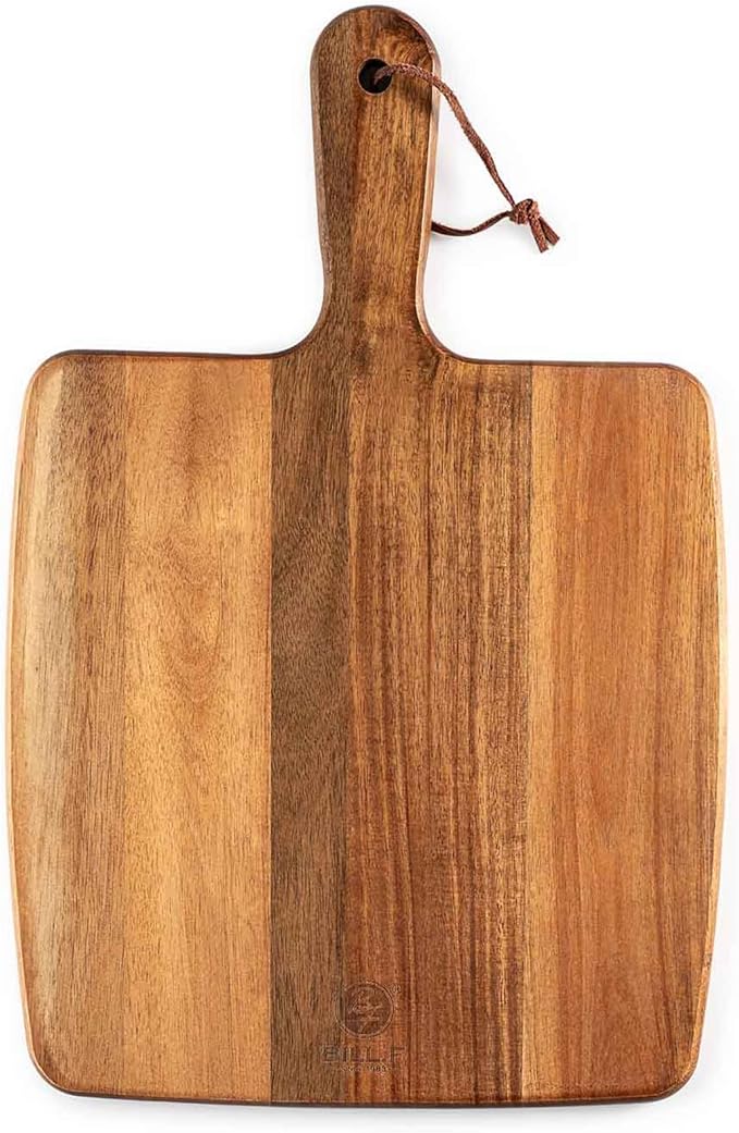 Acacia Wood Cutting Board - Wooden Kitchen Cutting Board for Meat, Cheese, Bread,Vegetables &Fruits- Charcuterie Board Cheese Serving Board with Handle (15.3"x10.2")-Ruum Studio Home