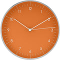 LUUK LIFESTYLE Silent Quartz Wall Clock, Modern and Minimalist Design, Without Ticking, 10” Kitchen Clock, for Living Room, Bedroom, Housewarming Gift, Orange and Silver-Ruum Studio Home