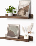 Heimlove Picture Ledge Shelf, Small Floating Shelves Set of 2, 16 Inches Picture Shelf for Wall with Ledge, Kids Bookshelf Wall Mounted for Living Room Bedroom Decor Books Photo Frames, Walnut-Ruum Studio Home