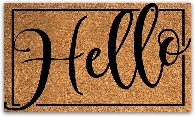 PLUS Haven Pure Coco Coir Doormat with Heavy-Duty Backing (Hello 1)-Ruum Studio Home