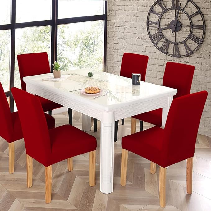 JQinHome 6 Pcs Dining Chair Slipcover,High Stretch Removable Washable Chair Seat Protector Cover for Home Party Hotel Wedding Ceremony (Red)-Ruum Studio Home