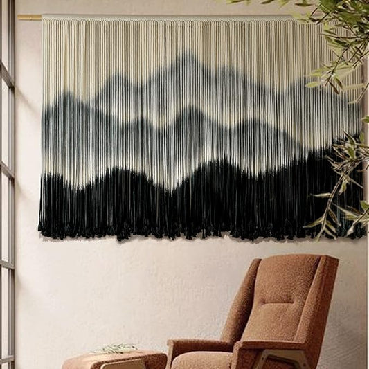 IOWER Macrame Wall Hanging Mountain Dip-Dyed Macrame Wall Decor Large Modern Fiber Art Boho Wall Decor 57" Wx35 L-Ruum Studio Home