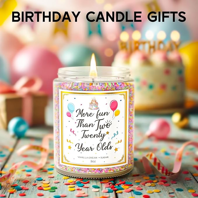 40th Birthday Candles Gifts for Women- 9 oz Happy Birthday Candle with Vanilla Birthday Cake Scent, Gifts for Women & Men, Friendship Ideas-Ruum Studio Home