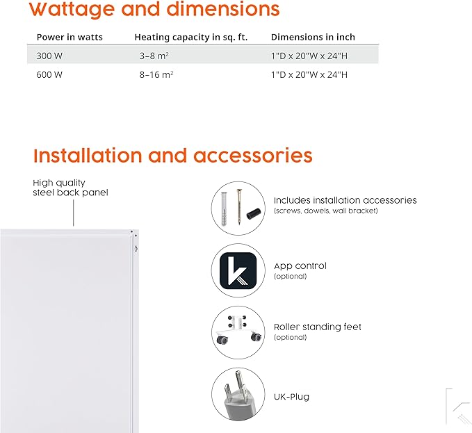 Infrared Space Heater 600W - suited for 86-142ft² - energy efficient electric heating - wall-mounted - warms up quickly - over-heating protection - silent - carefree - pleasant warmth-Ruum Studio Home