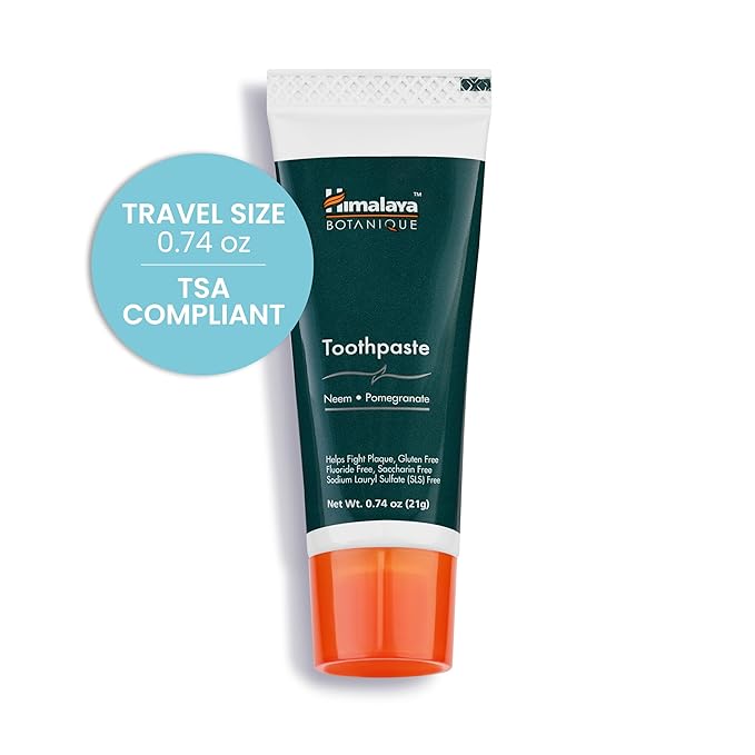 Himalaya Botanique Neem & Pomegranate Toothpaste, Original Formula for Brighter Teeth and Fresh Breath, 0.74 oz, Fluoride Free, TSA Approved Travel Size, 10 Pack-Ruum Studio Home