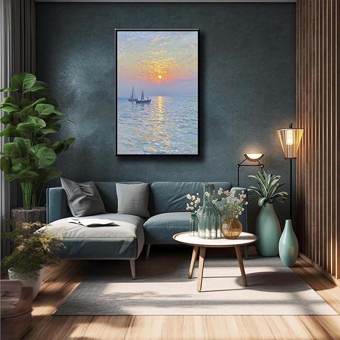 Coastal sailboat scenery poster art decor ocean nautical room decor beautiful sailboat seascape decor suitable for beach villa-Ruum Studio Home