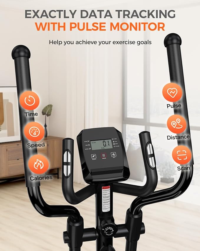 pooboo Elliptical Machine, Elliptical Exercise Machine with 16-Level Resistance&Hyper-Quiet Magnetic Driving System, Elliptical Machine for Home with LCD Monitor&15.5IN Stride, 350LBS Weight Capacity-Ruum Studio Home