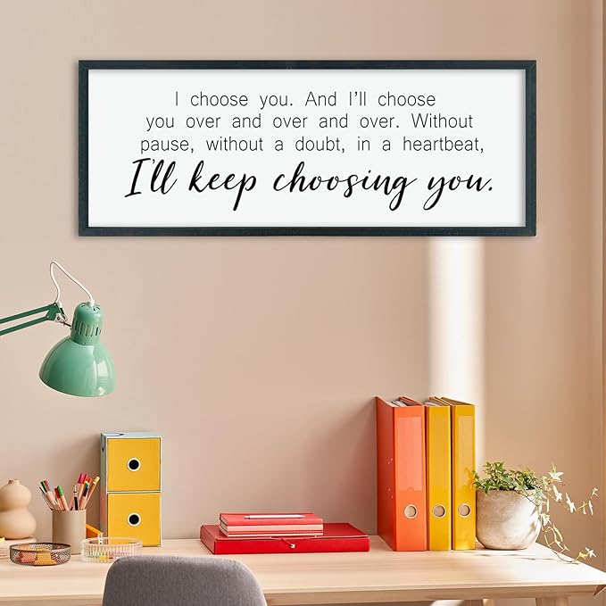 comurdyo I'll Keep Choosing You Sign 32"X12" for Master Bedroom Above Bed Wall Decor I Choose You Large Wood Framed Wall Hanging Art (Black)-Ruum Studio Home